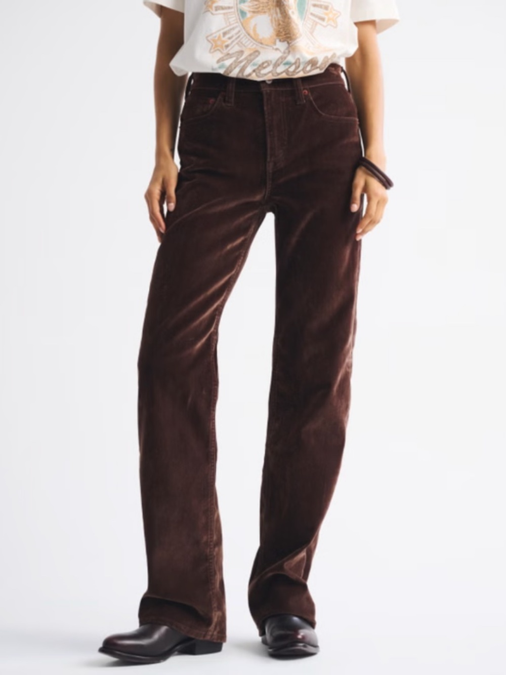 A&F High Rise 90s Relaxed Velvet Jean
